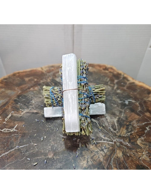Load image into Gallery viewer, 2 Lavender wrapped crystal W/ Huge White Selenite Healing