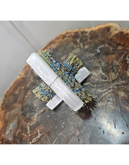 Load image into Gallery viewer, 2 Lavender wrapped crystal W/ Huge White Selenite Healing