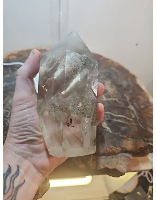 Load image into Gallery viewer, 2.7LB Natural Green Ghost Phantom Quartz Crystal Obelisk Wand Point Healing.