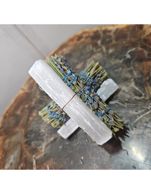 Load image into Gallery viewer, 2 Lavender wrapped crystal W/ Huge White Selenite Healing