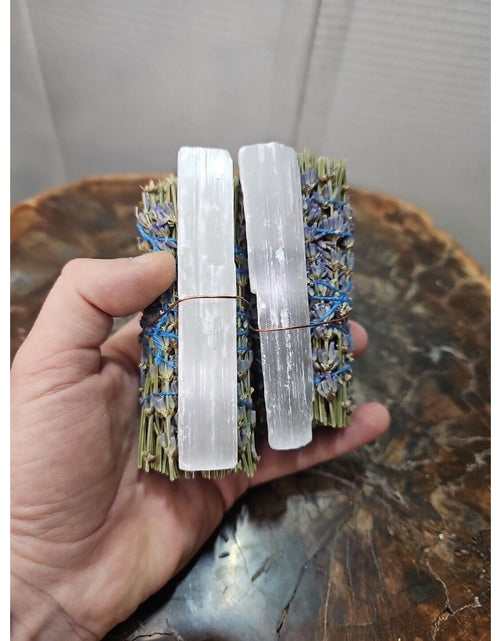 Load image into Gallery viewer, 2 Lavender wrapped crystal W/ Huge White Selenite Healing