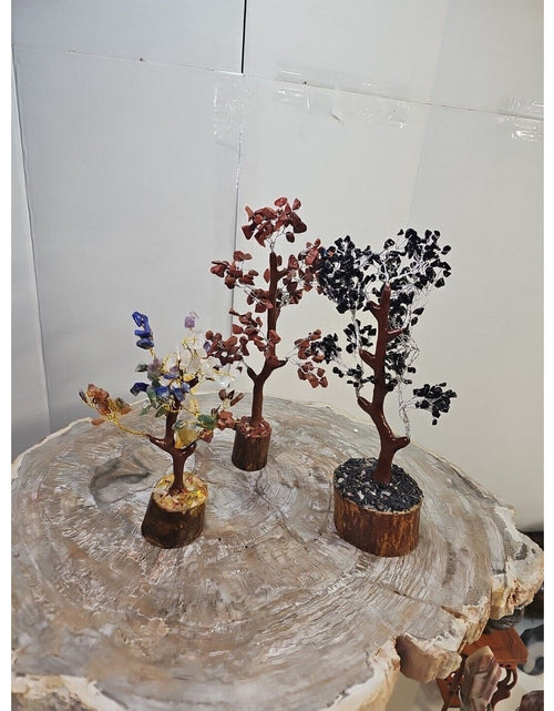 Load image into Gallery viewer, 3 Pcs 300 Carnelian+Amethyst+Crystal Gemstones Golden Branches Bonsai Tree