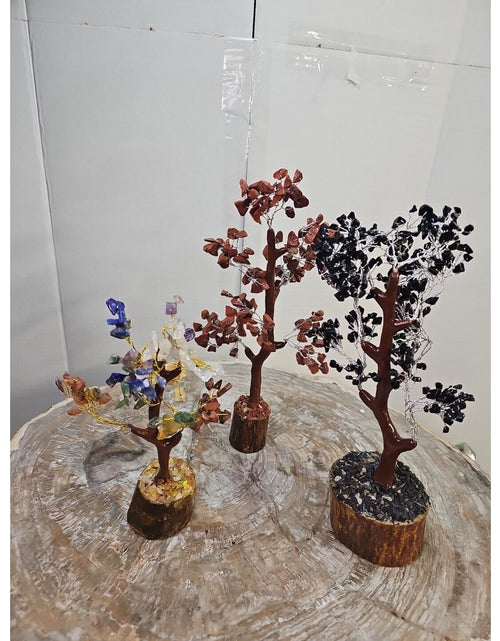 Load image into Gallery viewer, 3 Pcs 300 Carnelian+Amethyst+Crystal Gemstones Golden Branches Bonsai Tree