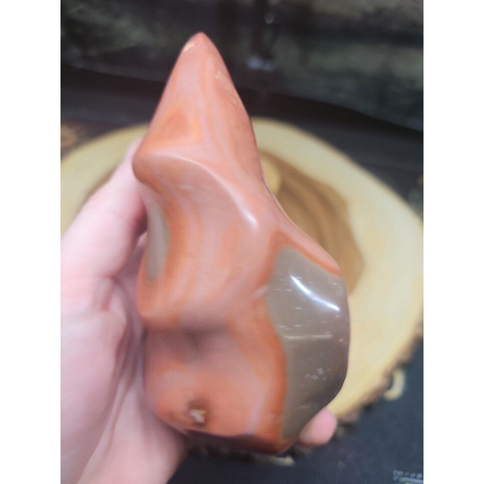 1.25LB 1Pcs Natural Polychrome Ocean Jasper Crystal Flame Point Carved Healing