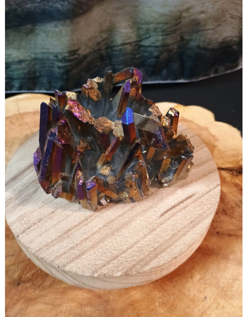 Load image into Gallery viewer, 0.95lb Rainbow Aqua Aura Quartz Crystal Cluster Points Titanium Coating
