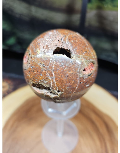 Load image into Gallery viewer, .91LB Natural Vesuvianite Agate Carnelian Crystal Geode Sphere Ball Healing
