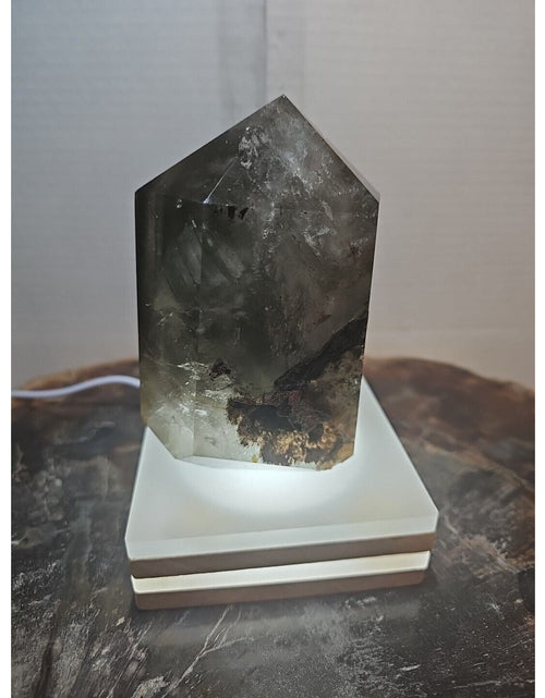 Load image into Gallery viewer, 1.73LB Natural Green Ghost Phantom Quartz Crystal Obelisk Wand Point Healing.
