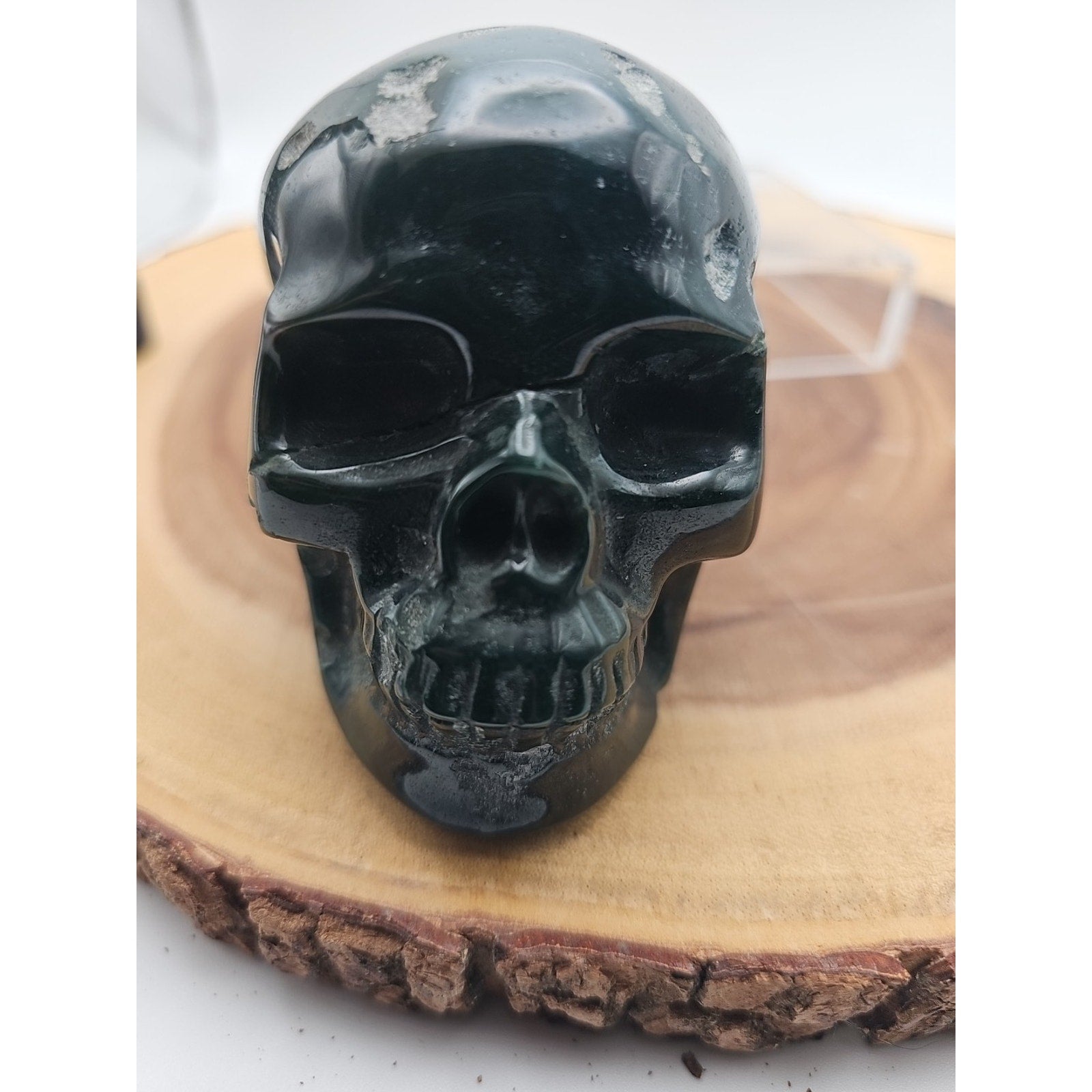 Moss Agate Skull 1.37lb