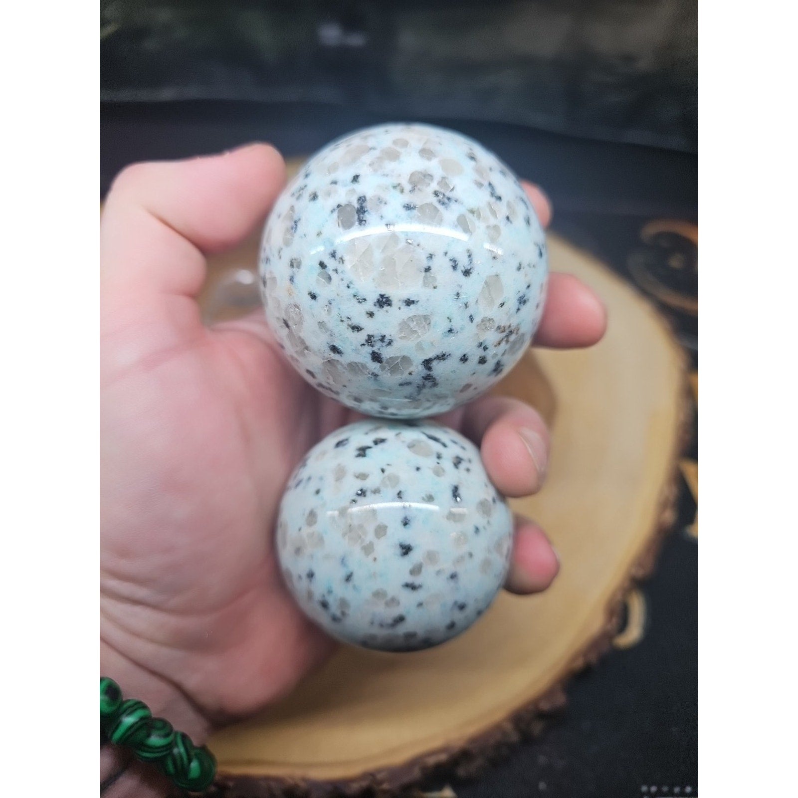 2Pcs A Set Of Natural Quartz Crystal Jasper Sphere Ball Polished 50-60mm &stand