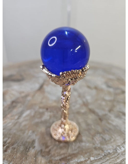 Load image into Gallery viewer, Blue Quartz Crystal Sphere 40mm 80g W/ Stand Beautiful piece!!
