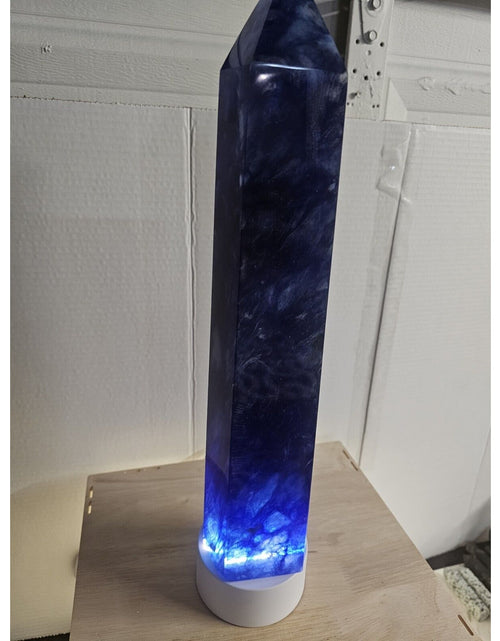 Load image into Gallery viewer, 6.8LB 13.7&quot; Huge Blue Smelt Melting Quartz Crystal Point Tower Polished Healing
