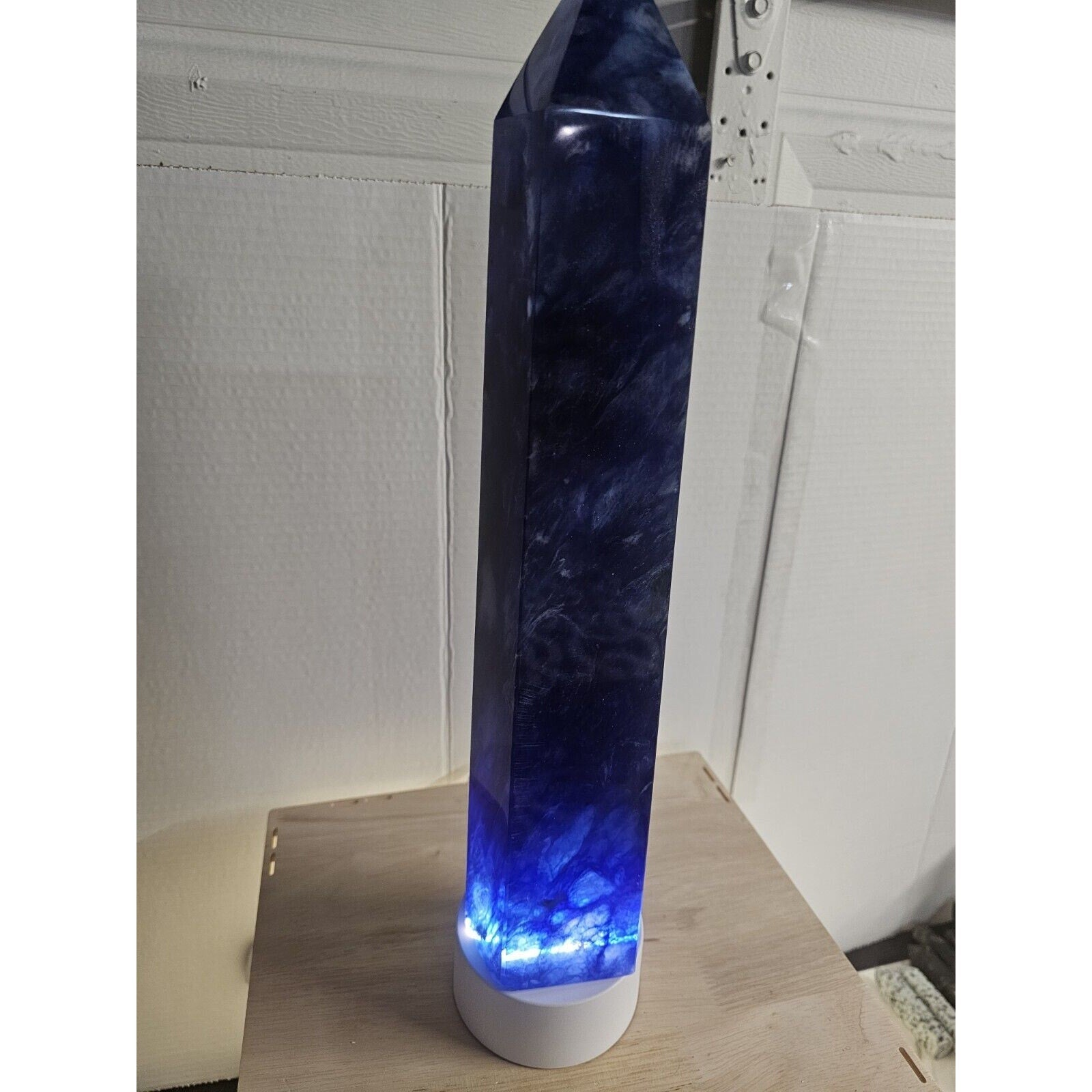 6.8LB 13.7" Huge Blue Smelt Melting Quartz Crystal Point Tower Polished Healing