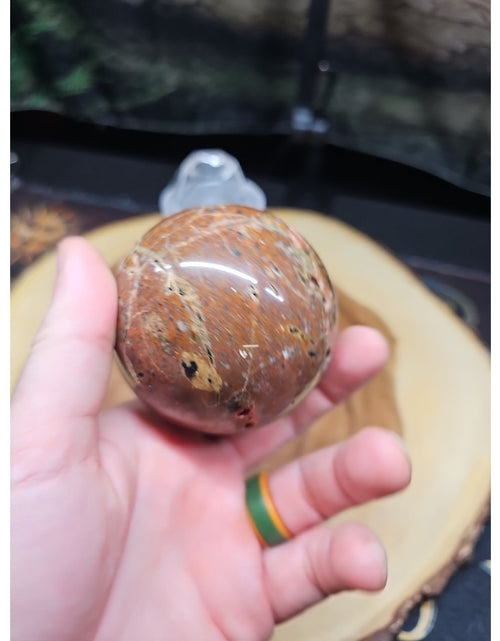 Load image into Gallery viewer, .91LB Natural Vesuvianite Agate Carnelian Crystal Geode Sphere Ball Healing
