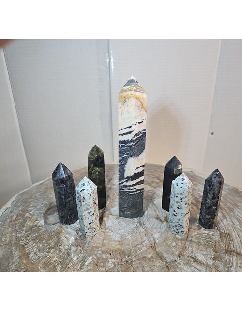 Load image into Gallery viewer, 2.67 Lbs 7Pcs Mix Lot Natural Zebra Rock Jasper Crystal Point Tower Sinkiang
