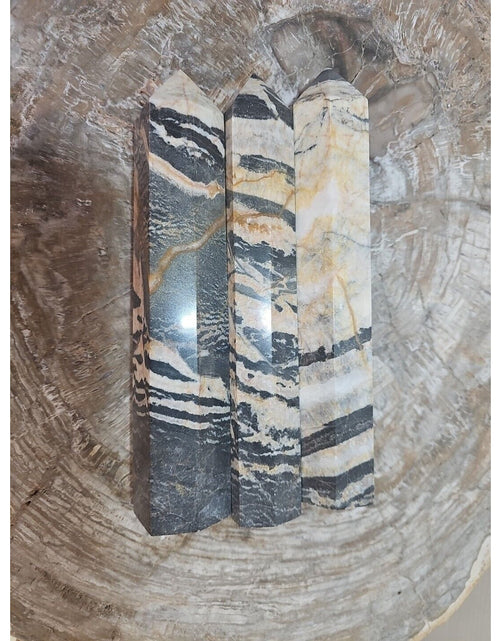 Load image into Gallery viewer, 3.47LB 3Pcs Natural Zebra Rock Jasper Crystal Point Tower Healing Sinkiang
