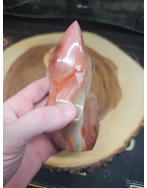 Load image into Gallery viewer, 1.15LB 1Pcs Natural Polychrome Ocean Jasper Crystal Flame Point Carved Healing
