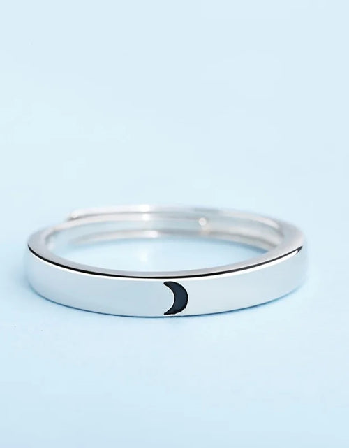 Load image into Gallery viewer, Minimalist Silver Sun Moon Adjustable Ring - Couple Engagement Jewelry
