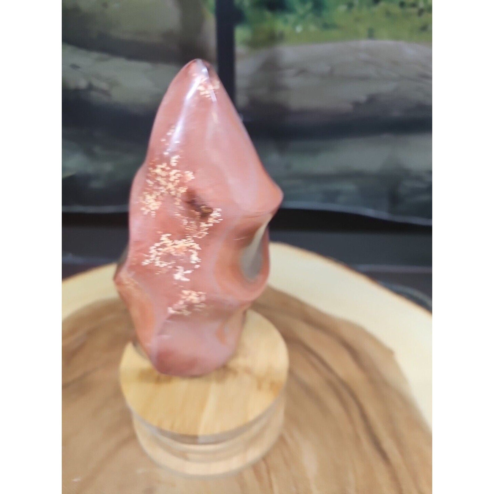 1.25LB 1Pcs Natural Polychrome Ocean Jasper Crystal Flame Point Carved Healing