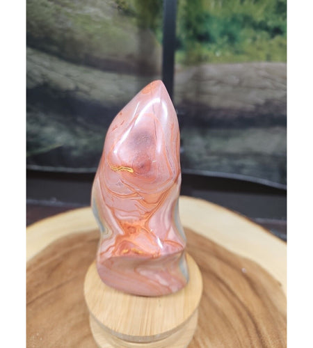 1.15LB 1Pcs Natural Polychrome Ocean Jasper Crystal Flame Point Carved Healing