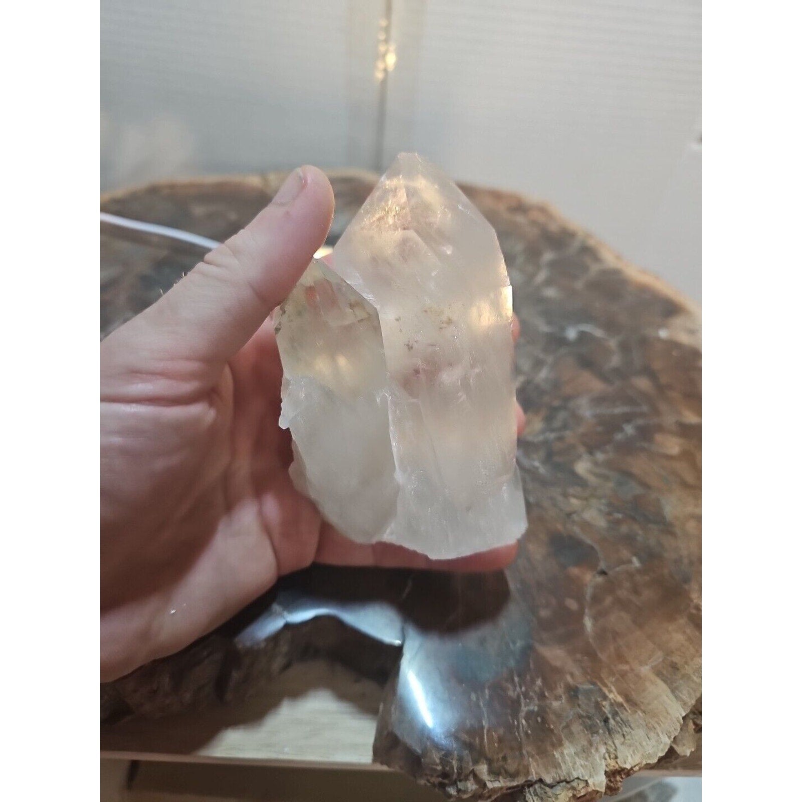 429g White Quartz Crystal Cluster W/ Led Light