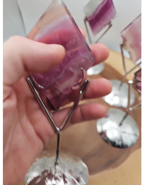 Load image into Gallery viewer, 1 Each Natural Rainbow Fluorite Diamond W/ Zodiac stand
