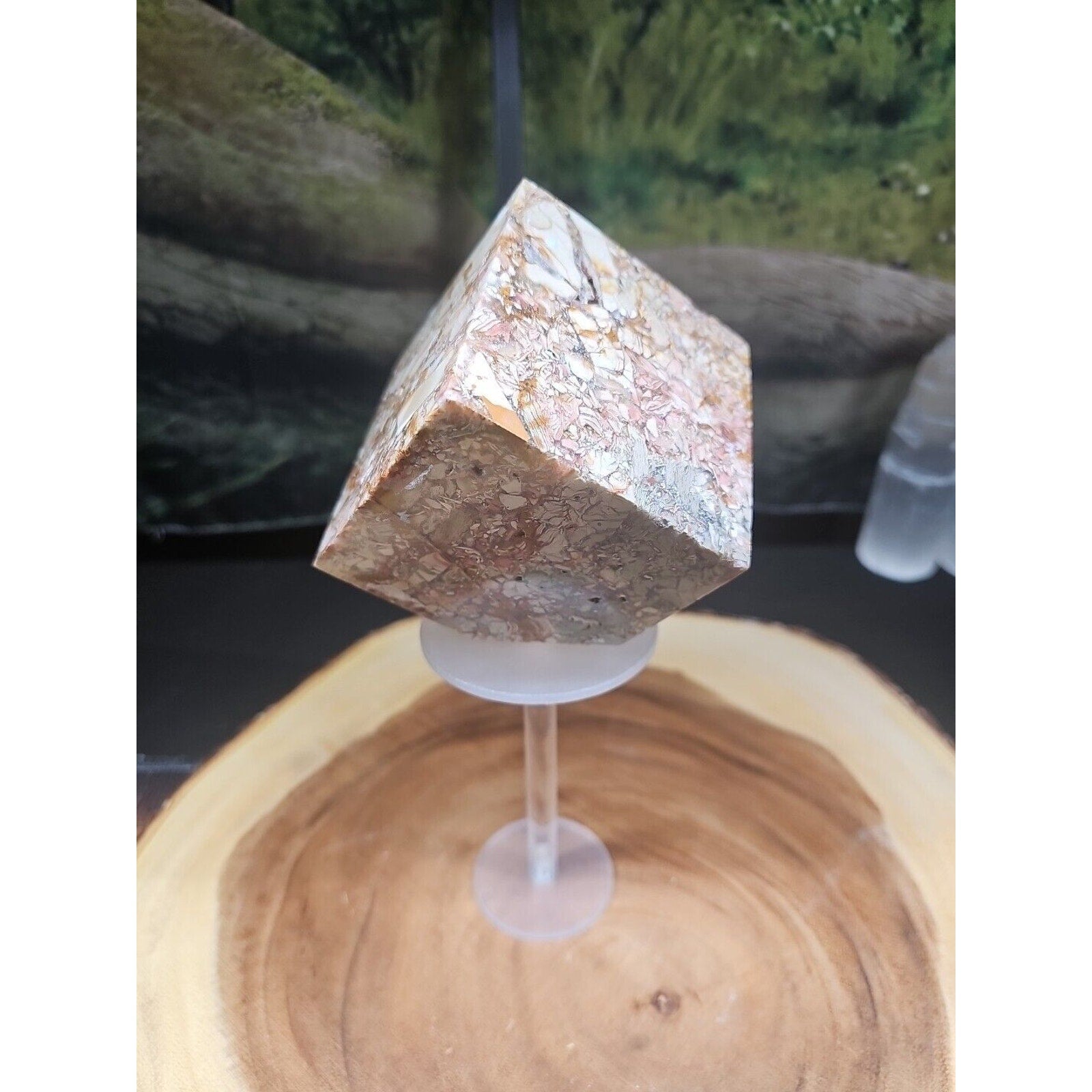 2.83LB 1Pcs Natural Ocean Jasper Onyx Quartz Crystal Geode Square Heptahedron
