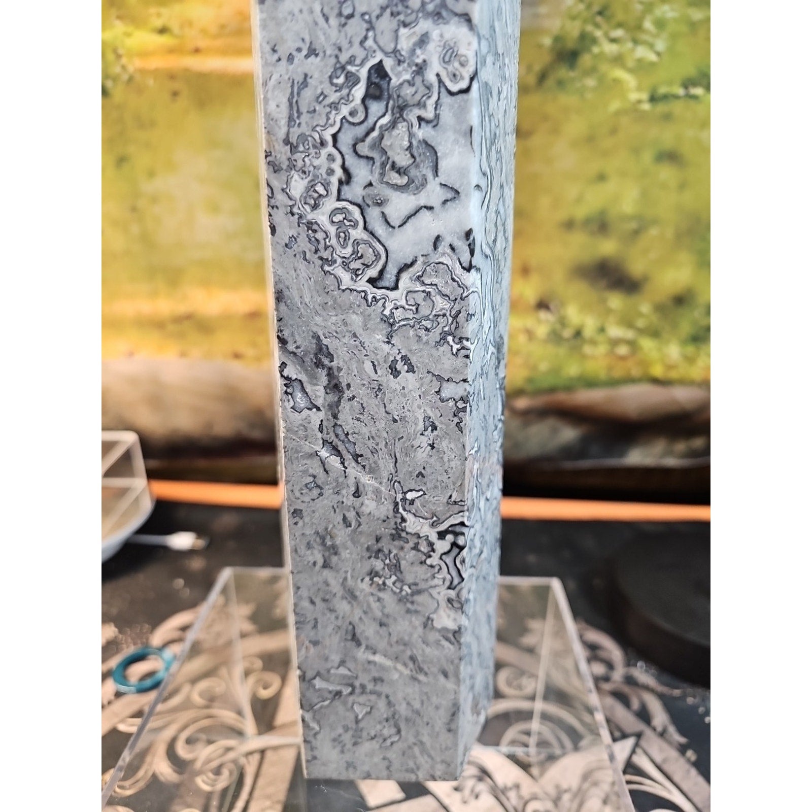 7.05lb 12in Tall Crazy Lace Jasper Crystal Point Tower Healing