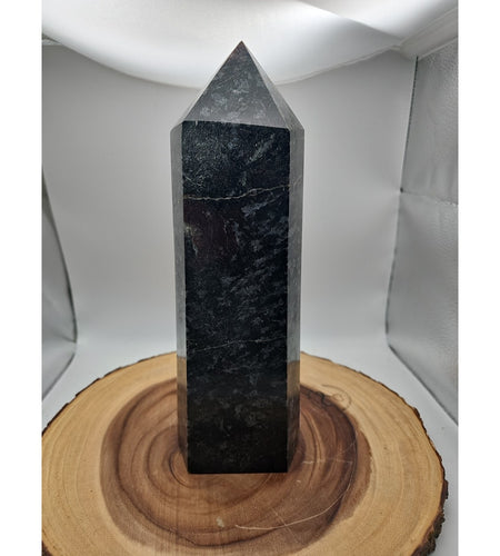 8.23lb Arfvedsonite Garnet Blue Flashes Crystal Point Tower Polished