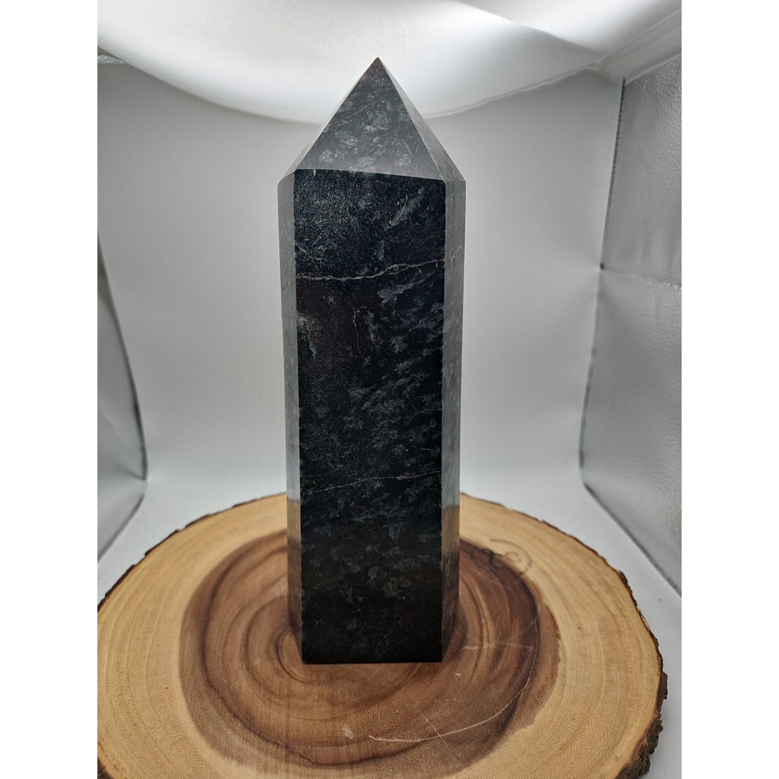 8.23lb Arfvedsonite Garnet Blue Flashes Crystal Point Tower Polished