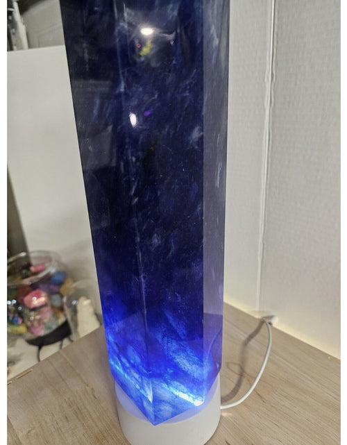 Load image into Gallery viewer, 6.8LB 13.7&quot; Huge Blue Smelt Melting Quartz Crystal Point Tower Polished Healing
