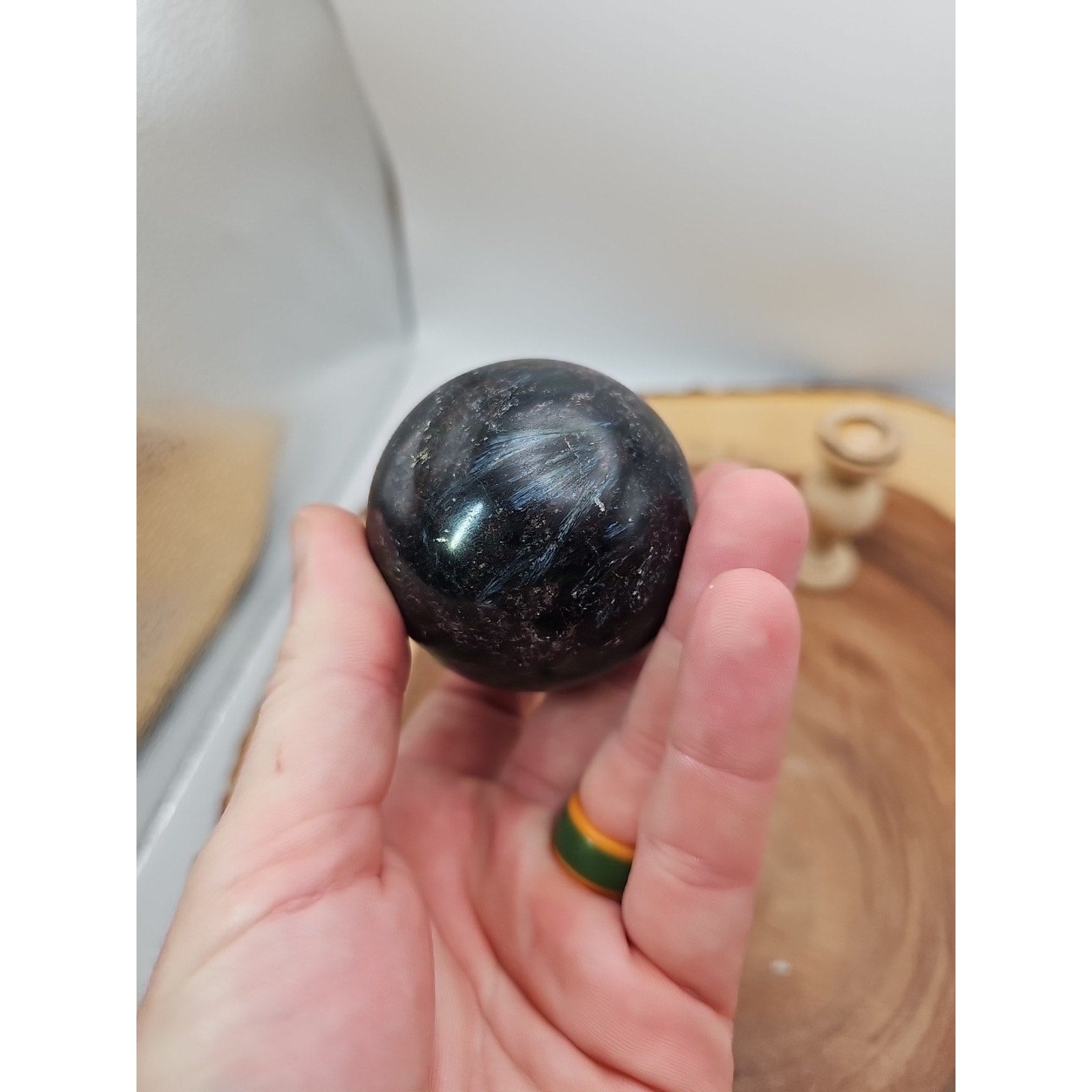 Arfvedsonite Garnet Sphere 276g With Stand