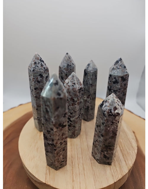 Load image into Gallery viewer, Yooperlite stone Tower UV Reactive 4in Tall Avg 98grams Avg 1 Each
