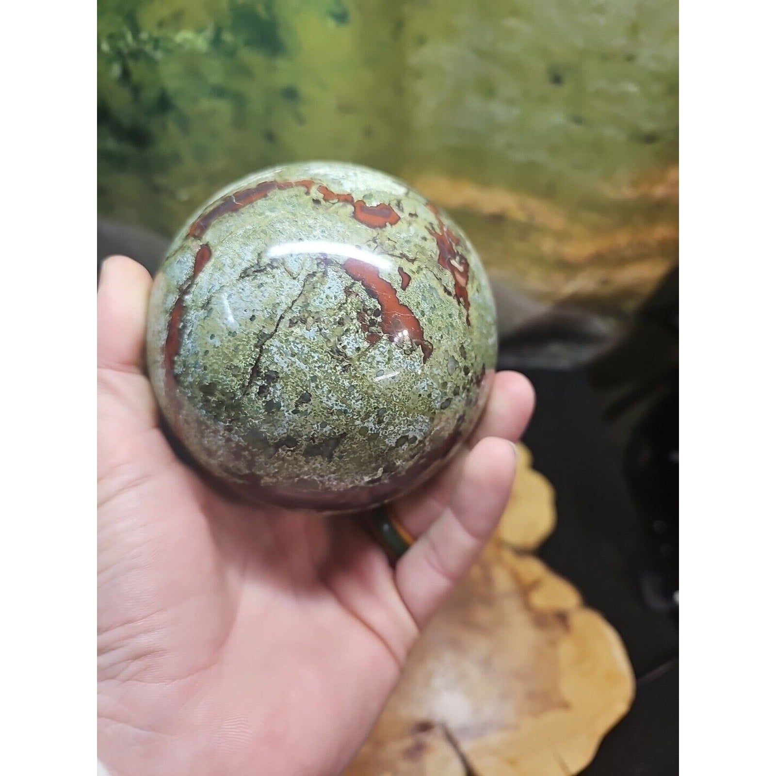 4.18LB Natural dragon blood stone quartz sphere crystal ball reiki healing 1900g