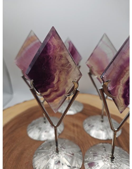 Load image into Gallery viewer, 1 Each Natural Rainbow Fluorite Diamond W/ Zodiac stand
