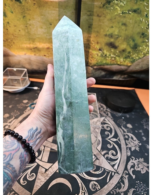 Load image into Gallery viewer, 5.04lbs 11.5in Tall Green Jasper Crystal Point Tower Healing
