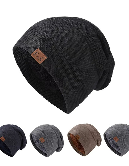 Load image into Gallery viewer, Fleece-Lined Wool Knit Winter Hat
