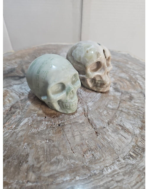 Load image into Gallery viewer, 2.18LB 2Pcs Natural Jasper Calcite Skulls Crystal Carving Mixed Stones Healing
