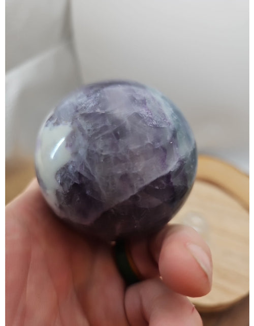 Load image into Gallery viewer, 1.09lb Natural Rainbow Fluorite Quartz Crystal Sphere Ball Polished
