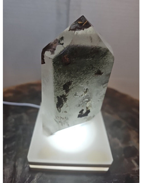 Load image into Gallery viewer, 1.73LB Natural Green Ghost Phantom Quartz Crystal Obelisk Wand Point Healing.
