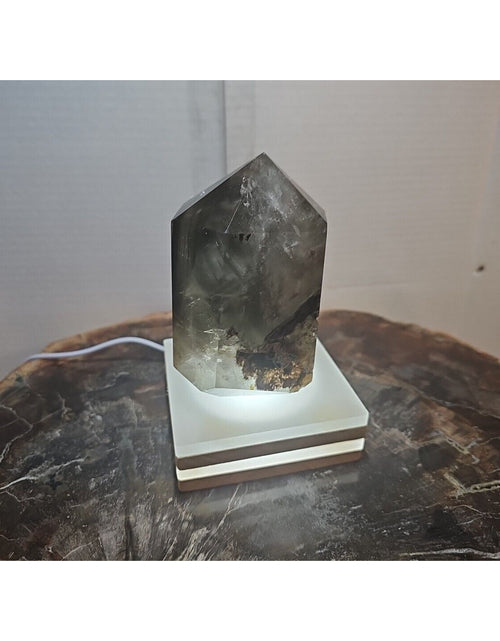 Load image into Gallery viewer, 1.73LB Natural Green Ghost Phantom Quartz Crystal Obelisk Wand Point Healing.
