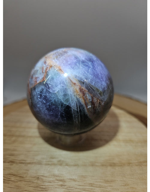 Load image into Gallery viewer, Chevron Amethyst Sphere 335gram 65mm
