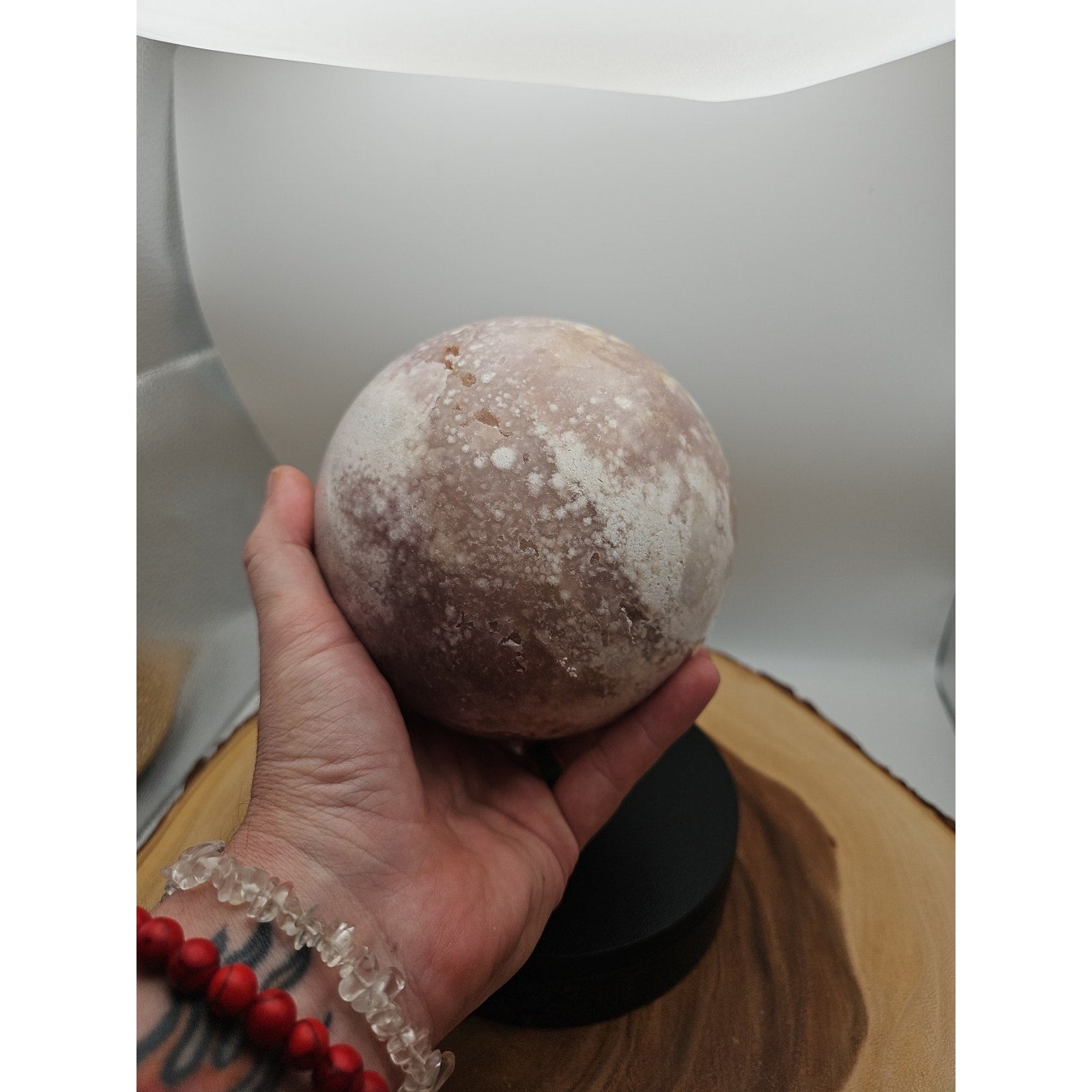 6.55lbs Natural Cherry Blossom Agate Sphere Quartz Crystal Ball