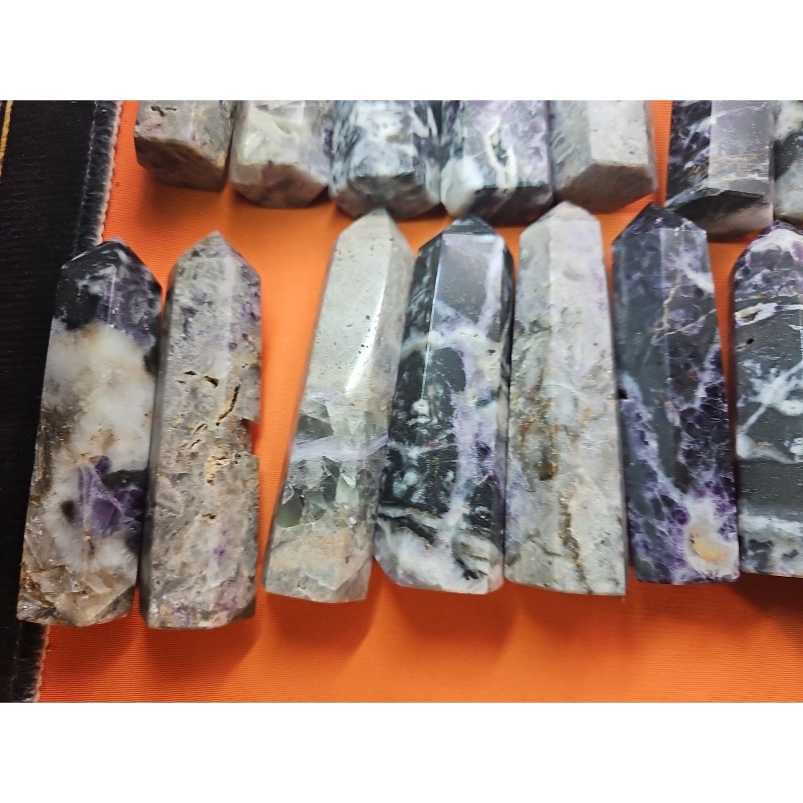 2Pcs Natural Rainbow Fluorite Quartz Crystal Point Tower Polished 4in Tall Avg