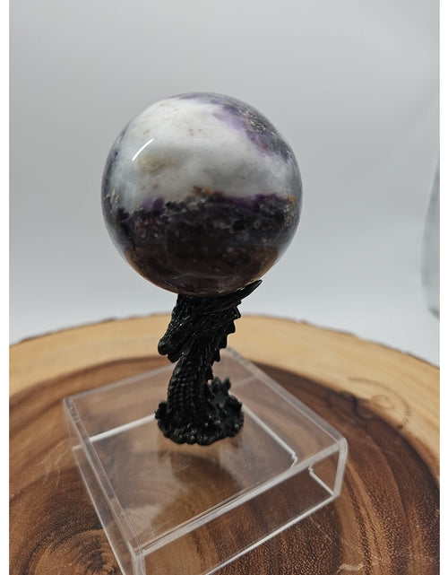 Load image into Gallery viewer, Rainbow Labradorite Sphere .45lb 53mm W/Dragon Stand
