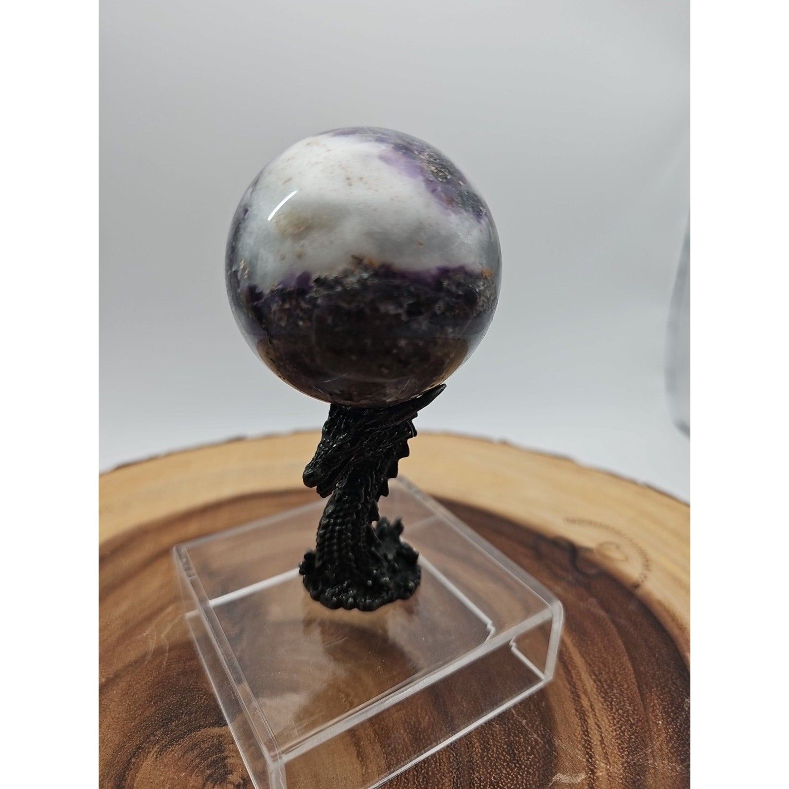 Rainbow Labradorite Sphere .45lb 53mm W/Dragon Stand