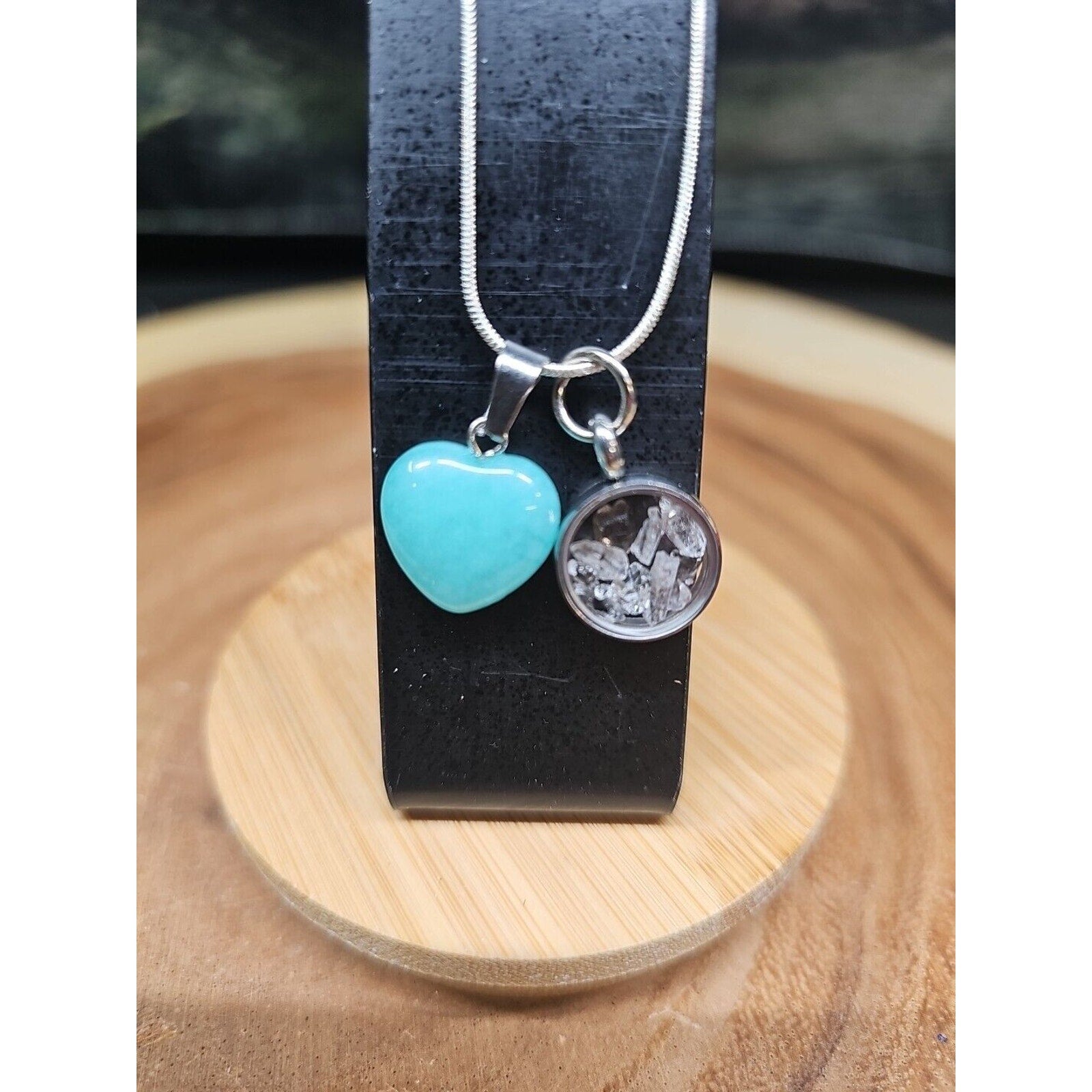 Herkimer Diamond Necklace W/ Quartz Crystal Heart On 925 Silver Chain