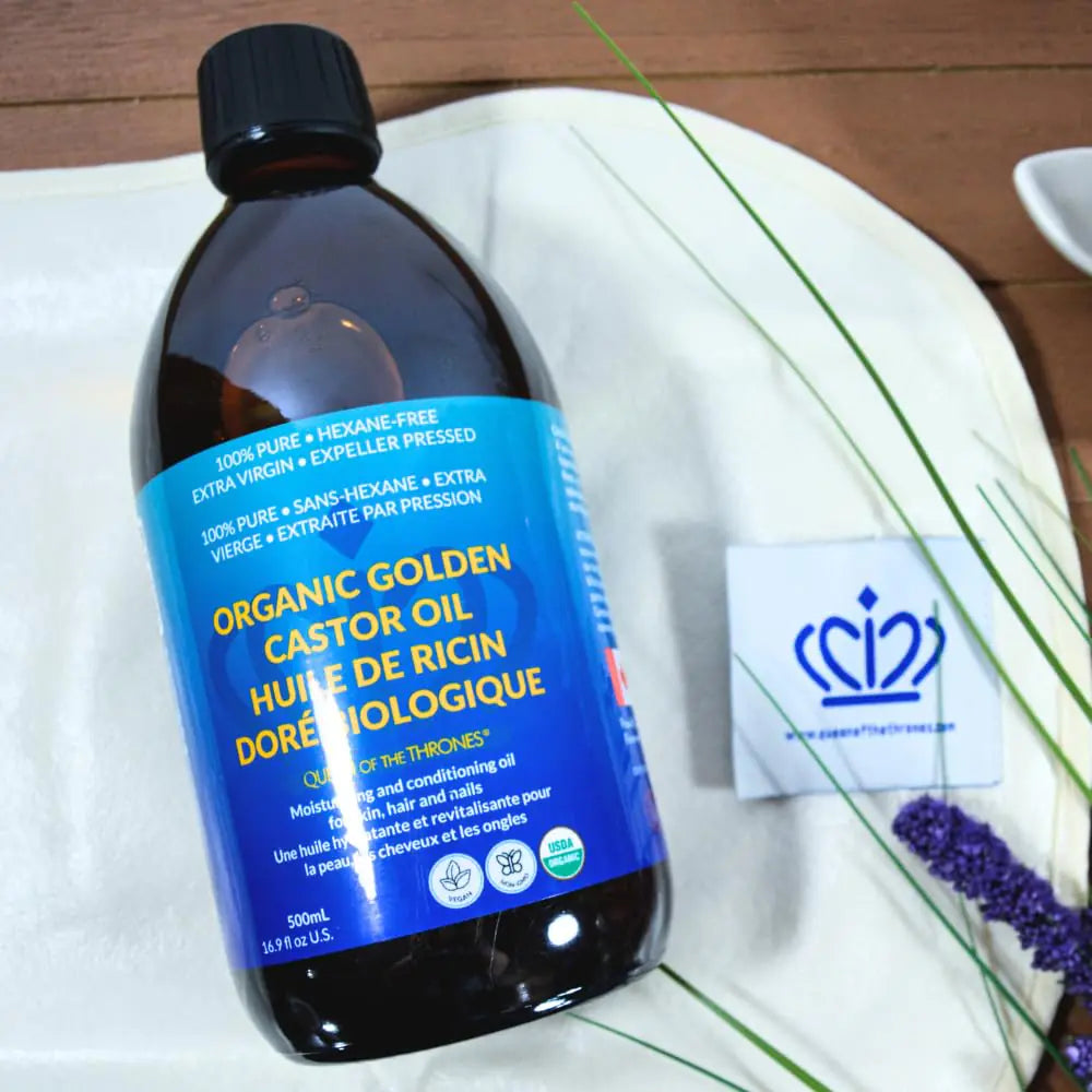 QUEEN OF THE THRONES Organic Golden Castor Oil - 500mL (16.9oz) | 100% Pure & Expeller-Pressed for Hair, Skin & Digestion | Hexane Free | USDA Certified 16.9 Fl Oz (Pack of 1)