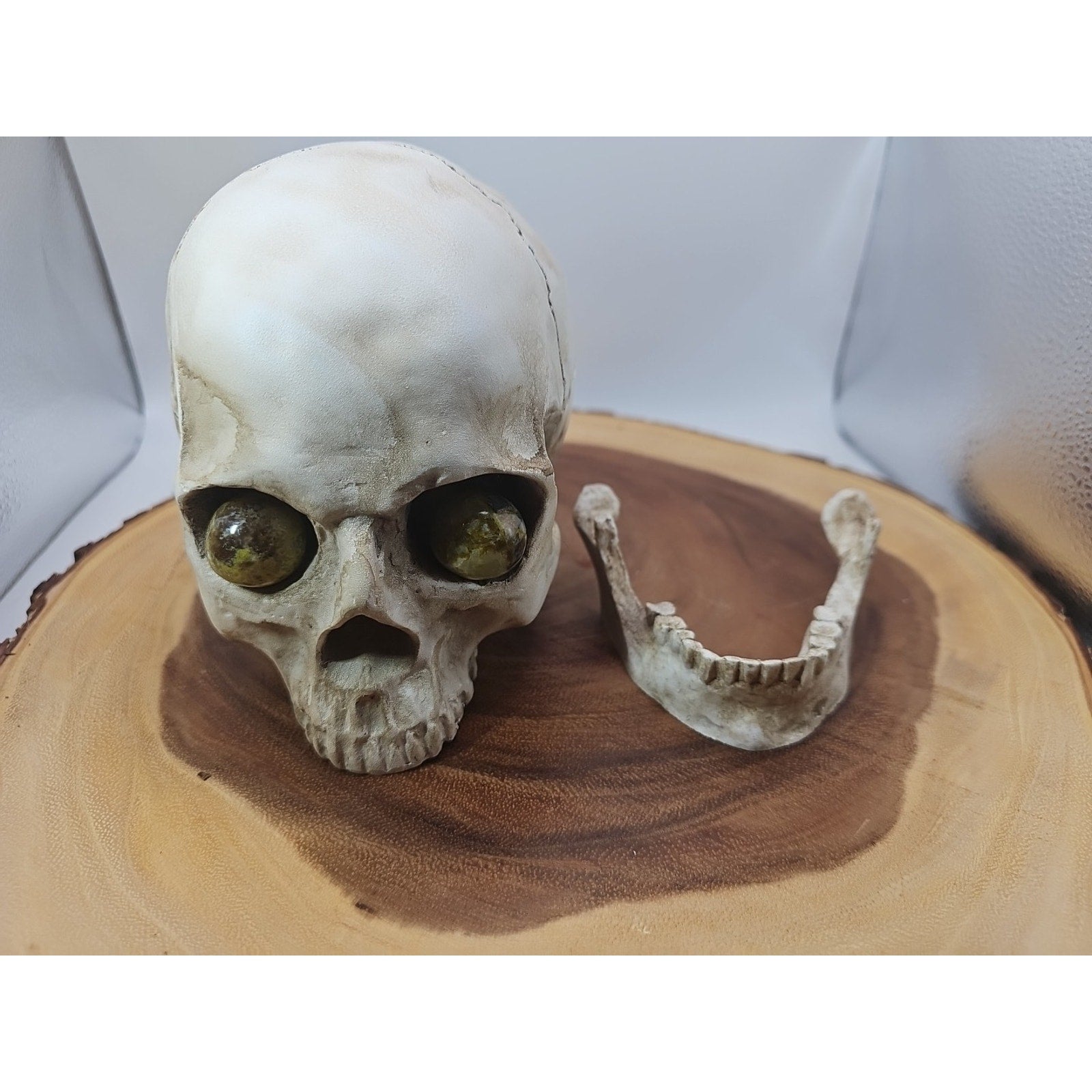 Resin Skull W/Ocean Jasper Quartz Eyes