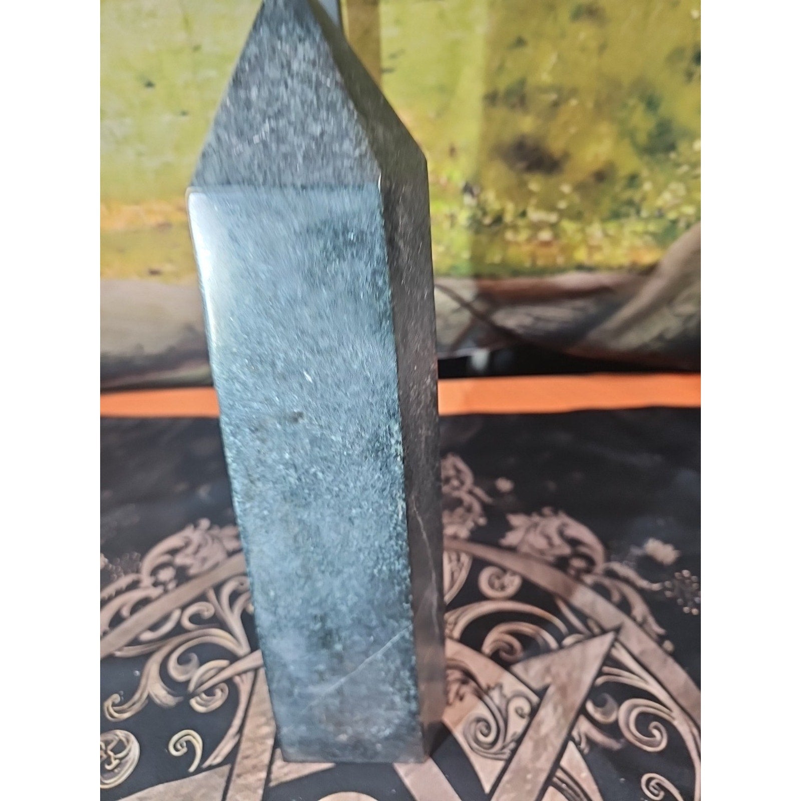 10.5LB 13" Natural Ancient Jasper Black Toumaline Crystal Tower Points Healing
