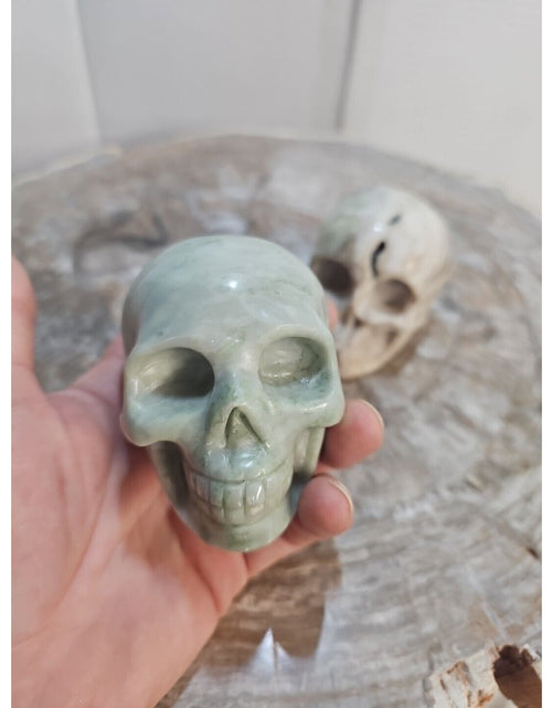 Load image into Gallery viewer, 2.18LB 2Pcs Natural Jasper Calcite Skulls Crystal Carving Mixed Stones Healing
